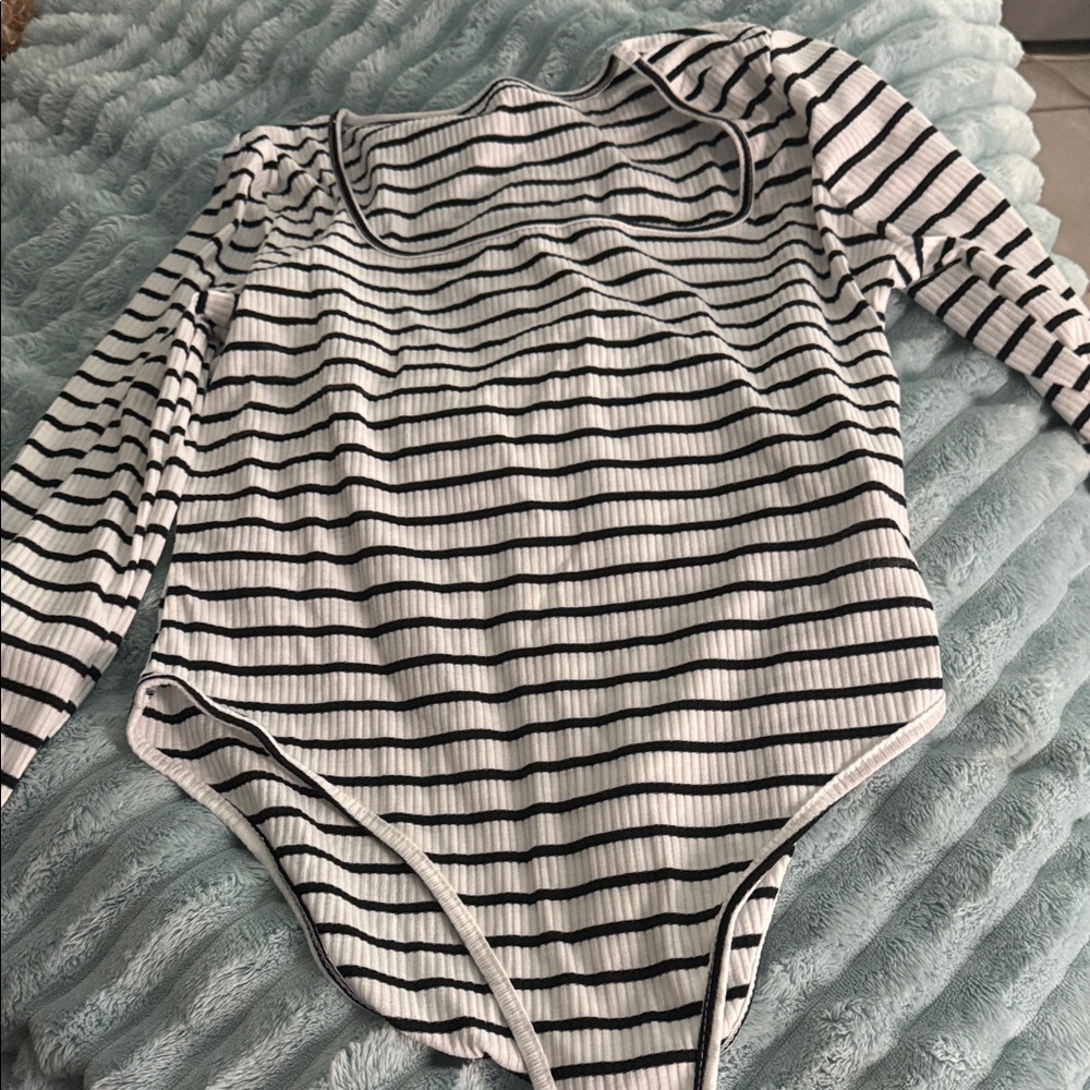 Striped Black and White Kids One Piece